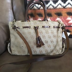 Dooney and Bourke Canvas Brown Tan Logo Handbag
